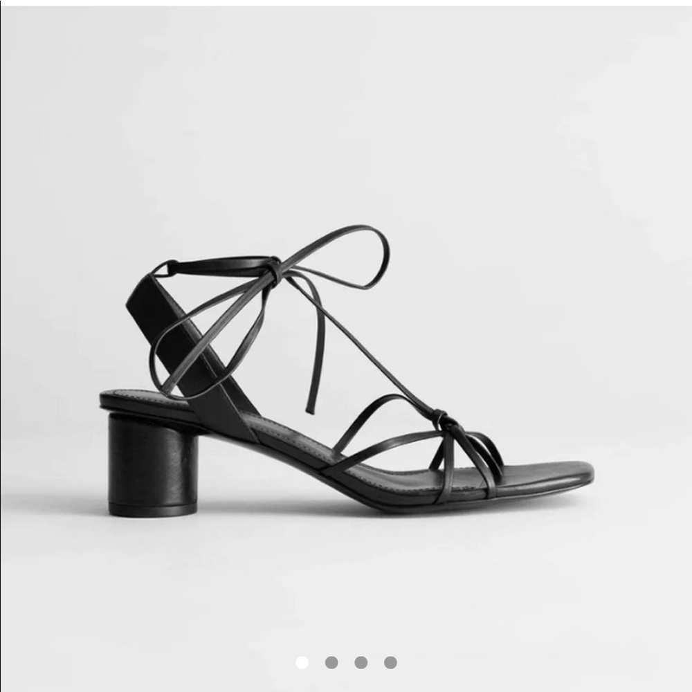 And Other Stories Black Leather Heeled Sandals